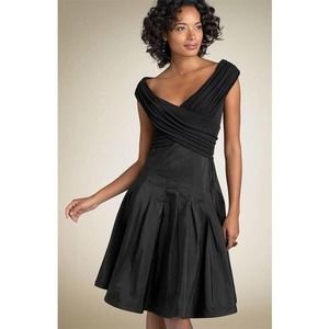 Tadashi Collection Black Shoji Taffeta A-Line Skirt Dress Size 10